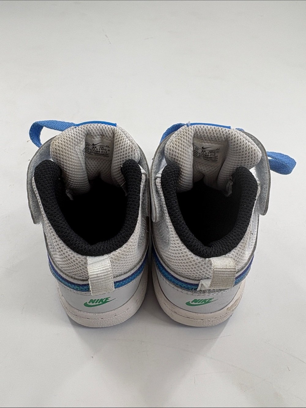 Nike Court Borough Mid 2 toddler sneakers in grey/white/blue. 7C - Picture 3 of 5